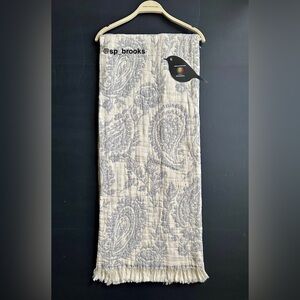 🎁Piscatextil Throw Blanket - Cotton Paisley Print - Light Blue and Oatmeal